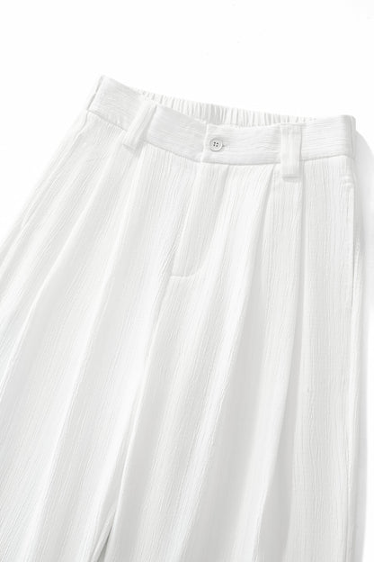 Crinkle Texture Shirt & Pant Set WHITE