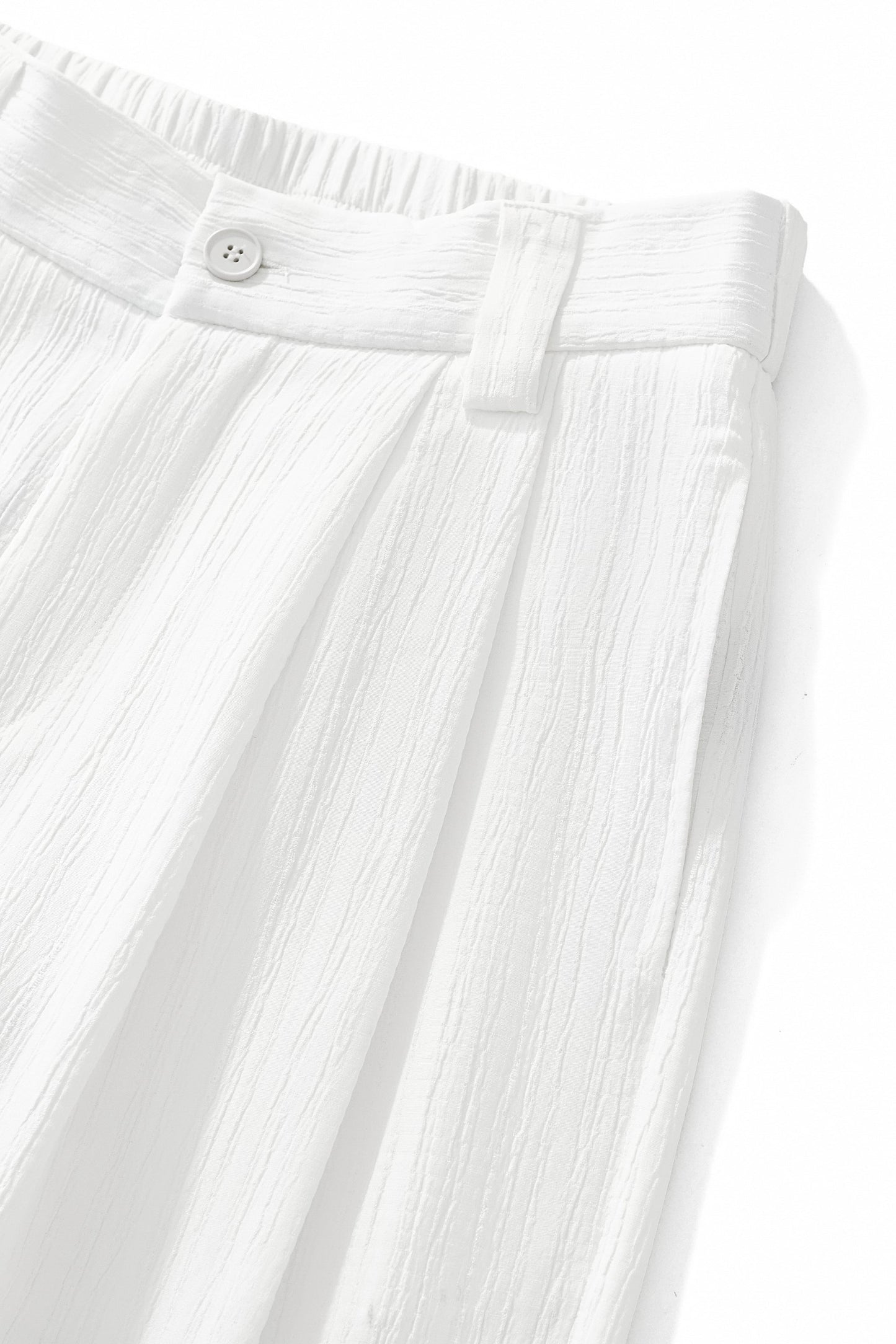 Crinkle Texture Shirt & Pant Set WHITE