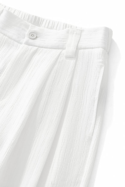 Crinkle Texture Shirt & Pant Set WHITE