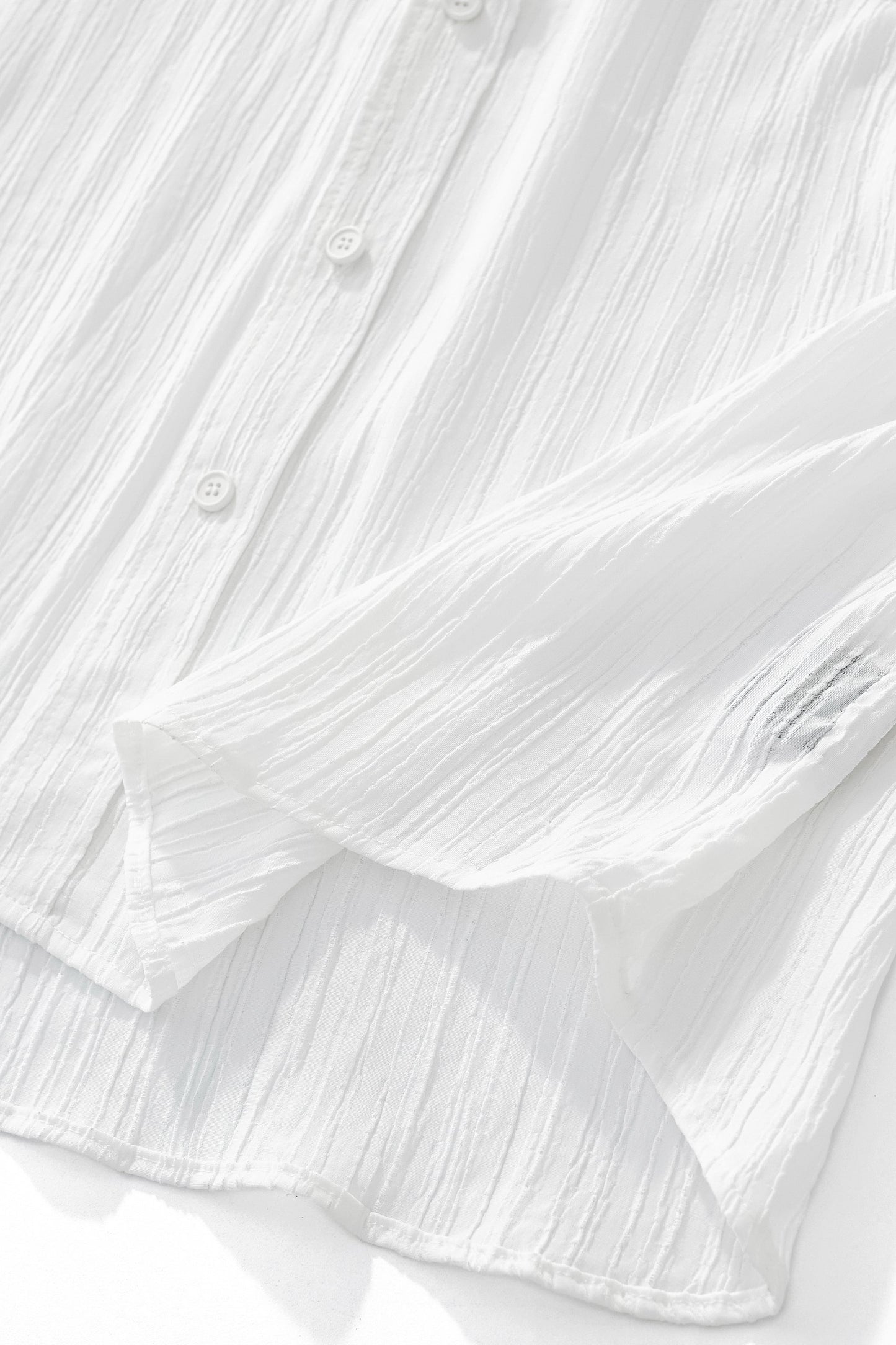 Crinkle Texture Shirt & Pant Set WHITE