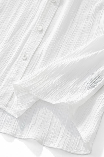 Crinkle Texture Shirt & Pant Set WHITE
