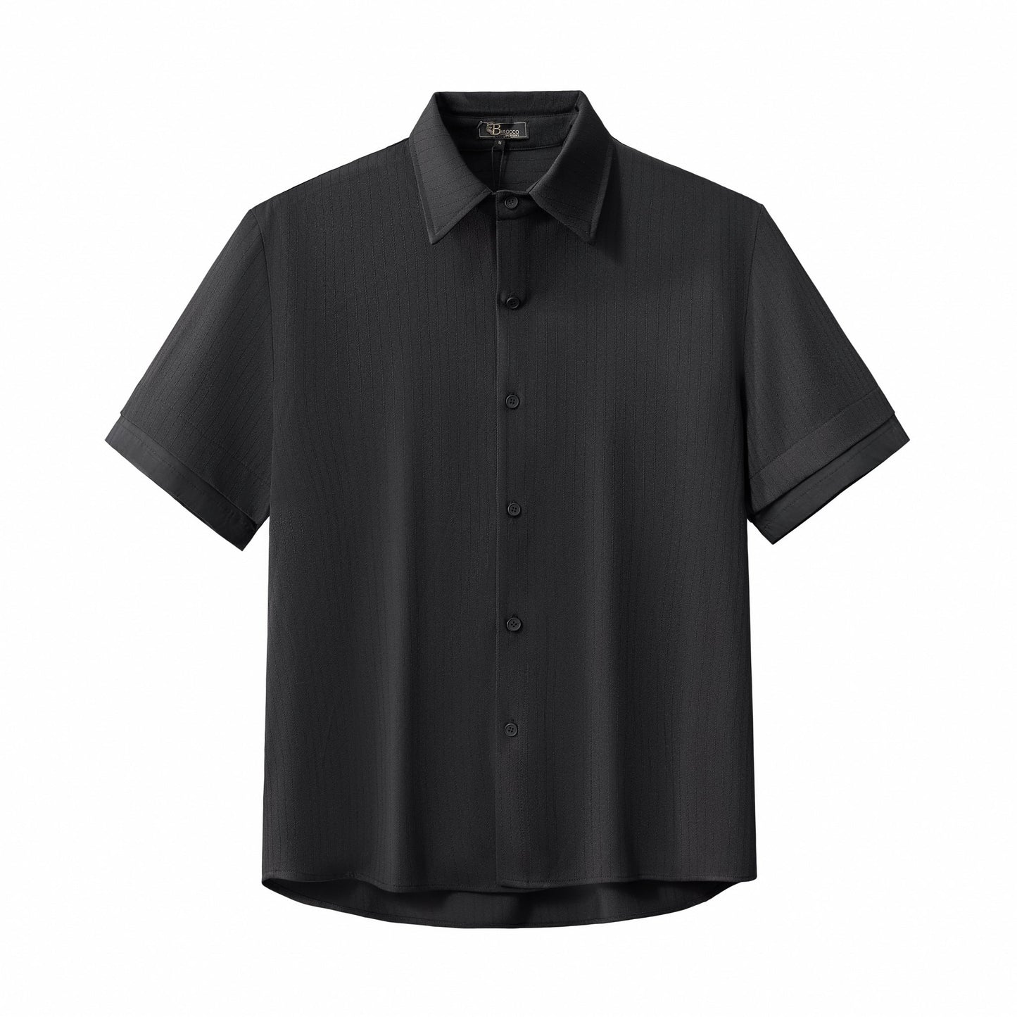Flow Set – Textured Short Sleeve Shirt & Pant BLACK