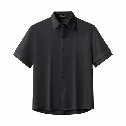 Flow Set – Textured Short Sleeve Shirt & Pant BLACK