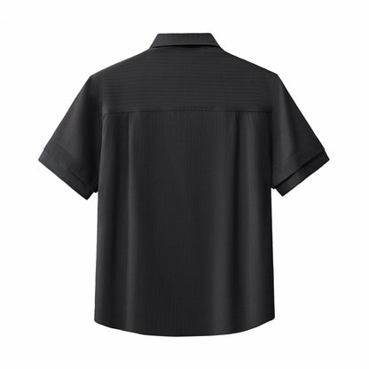 Flow Set – Textured Short Sleeve Shirt & Pant BLACK