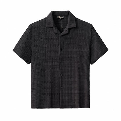 Loft Set – Textured Short Sleeve Shirt & Pant BLACK