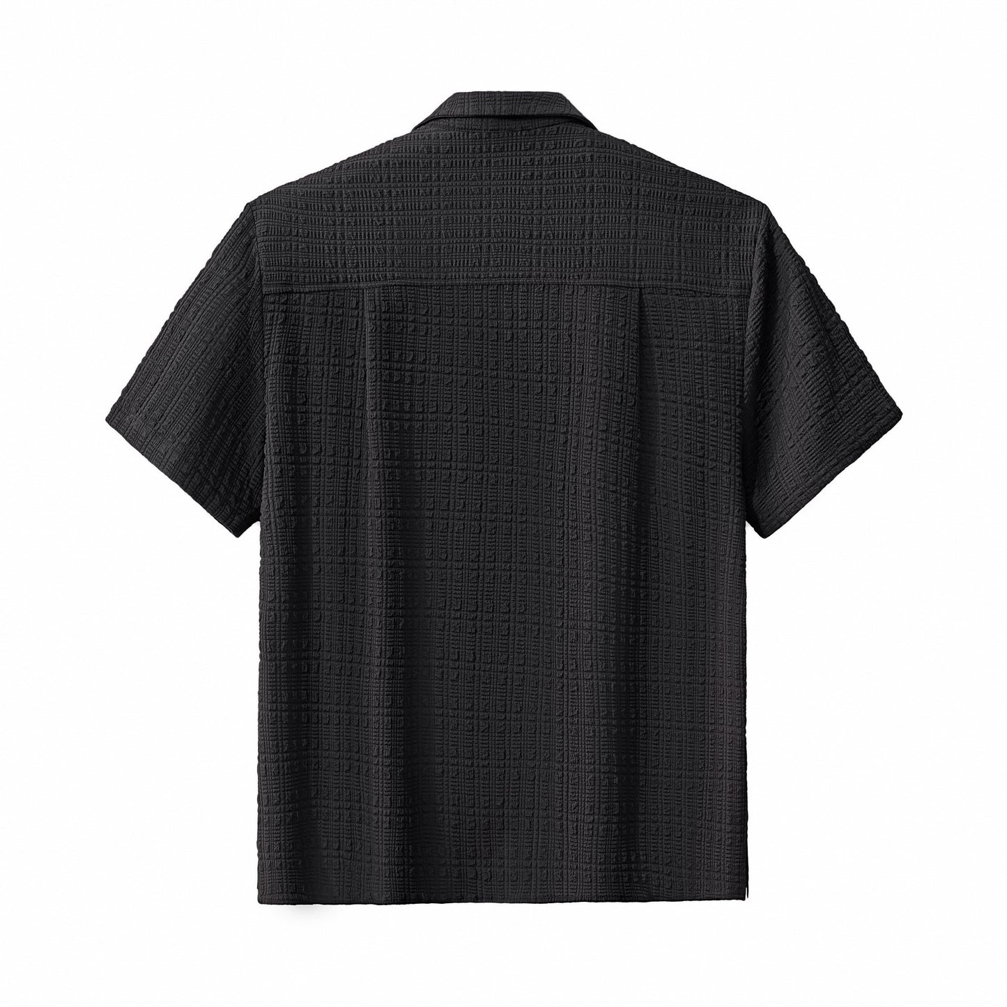 Loft Set – Textured Short Sleeve Shirt & Pant BLACK