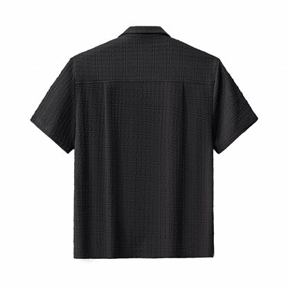 Loft Set – Textured Short Sleeve Shirt & Pant BLACK