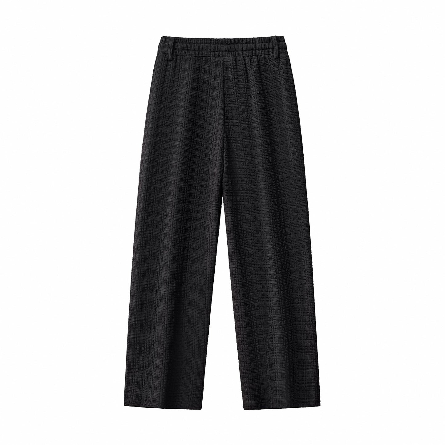 Loft Set – Textured Short Sleeve Shirt & Pant BLACK