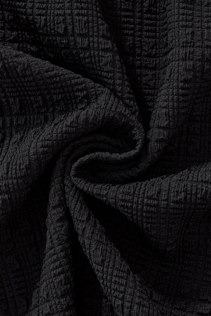 Loft Set – Textured Short Sleeve Shirt & Pant BLACK