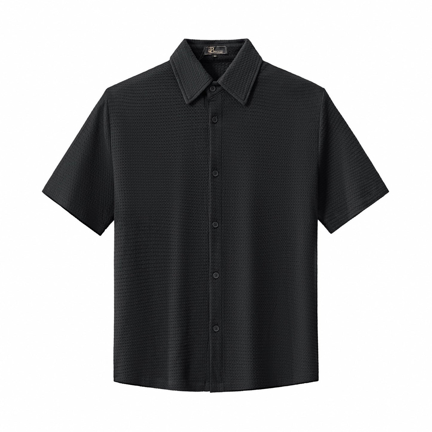 Vista Set – Waffle Textured Shirt & Pant BLACK