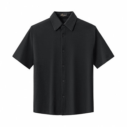 Vista Set – Waffle Textured Shirt & Pant BLACK