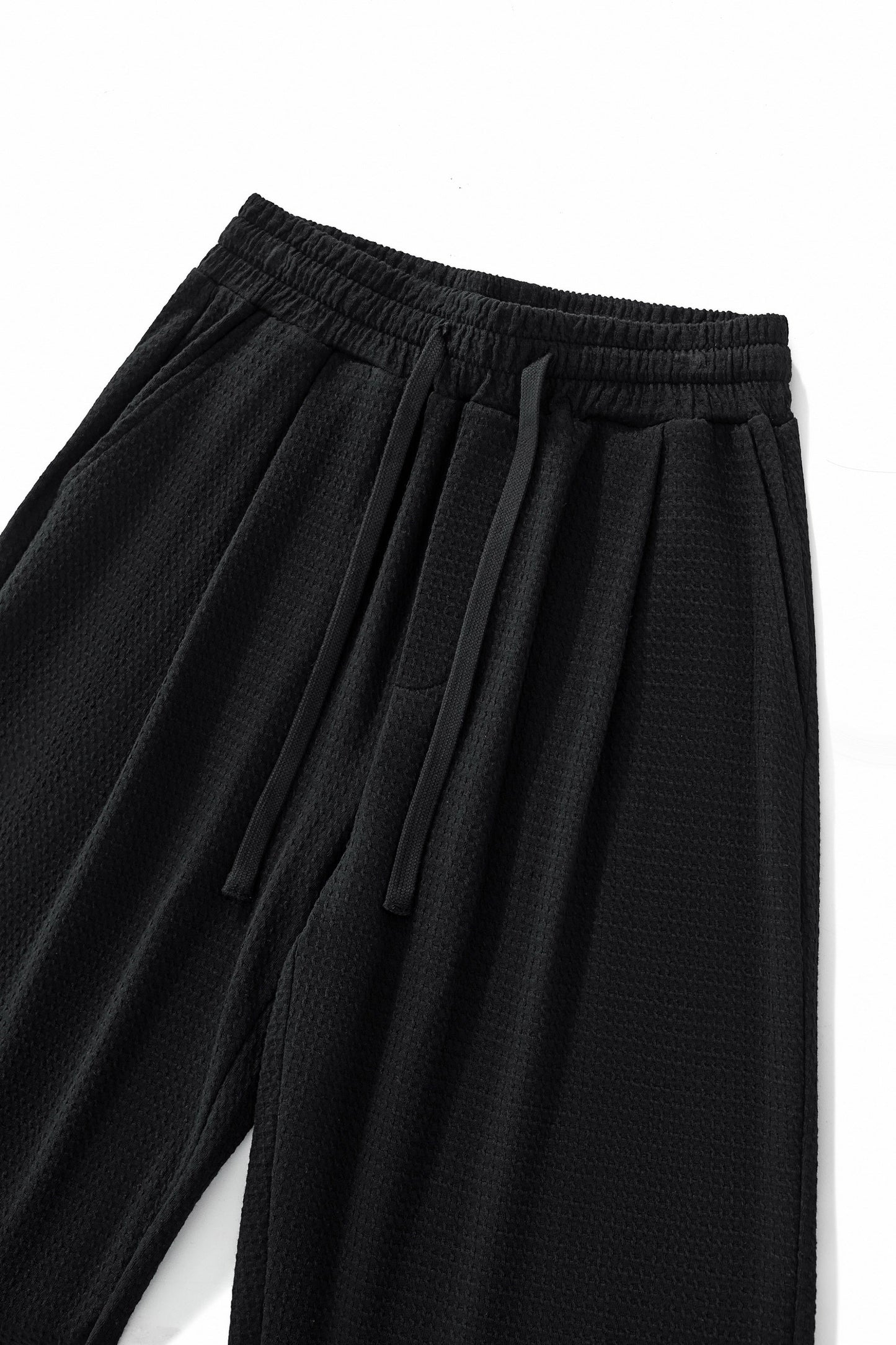 Vista Set – Waffle Textured Shirt & Pant BLACK