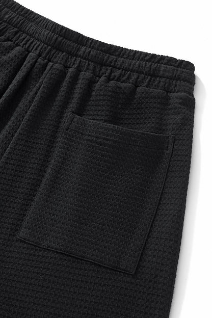 Vista Set – Waffle Textured Shirt & Pant BLACK