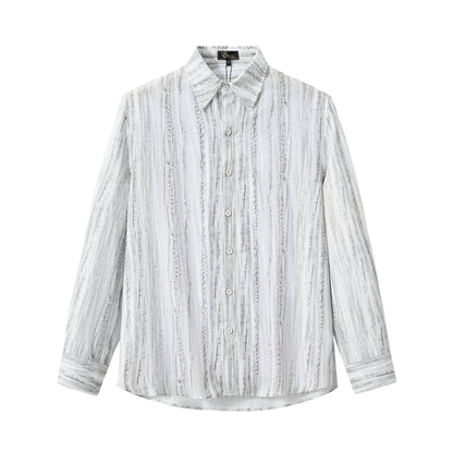 Strata Set – Printed Long Sleeve Shirt & Pant GREY
