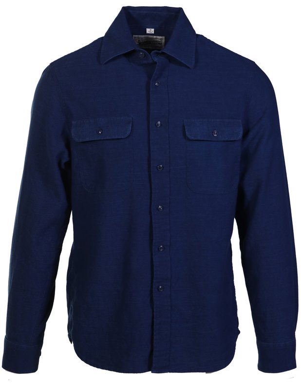 Schott NYC Navy Blue Cotton Button Up Shirt - Dudes Boutique