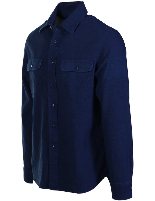 Schott NYC Navy Blue Cotton Button Up Shirt - Dudes Boutique