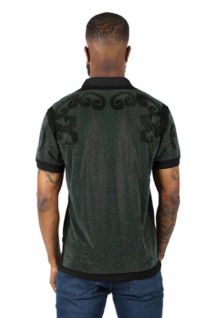 BARABAS RHOMBUS JEWEL 2 CRYSTAL SHIRT BLK/BLK - Dudes Boutique