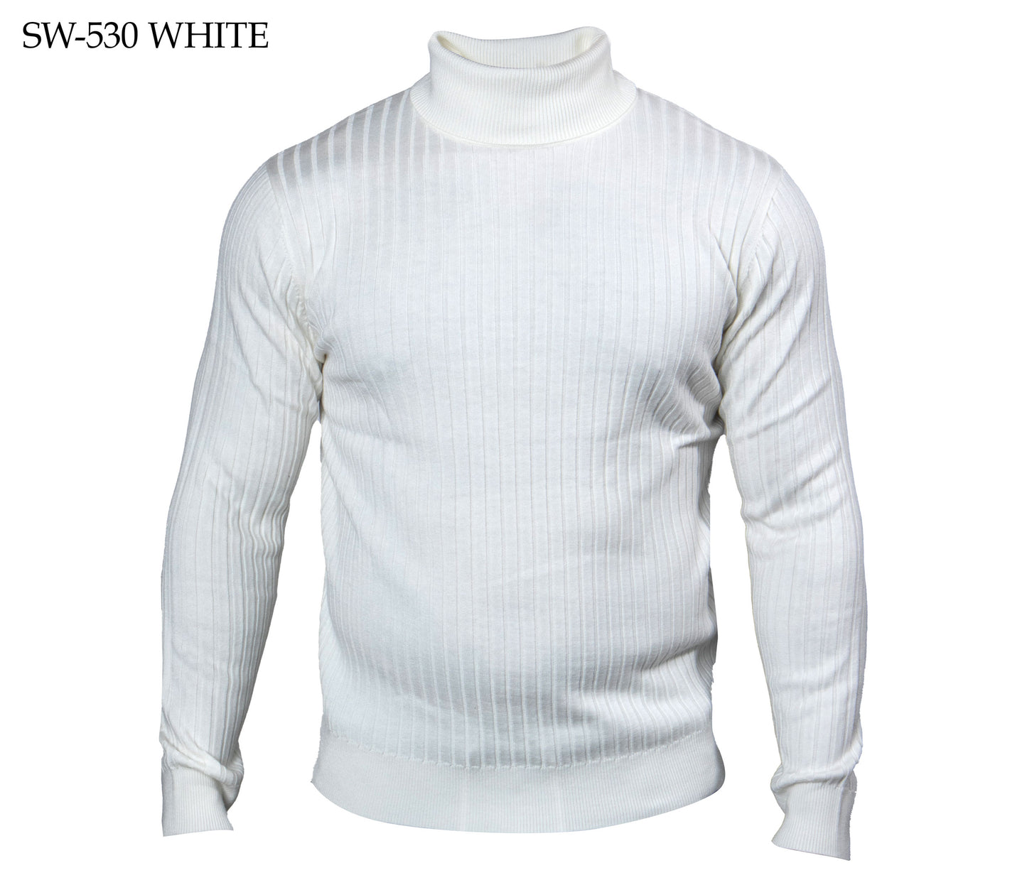 Prestige SW-530 White Ribbed Turtle Neck Sweater