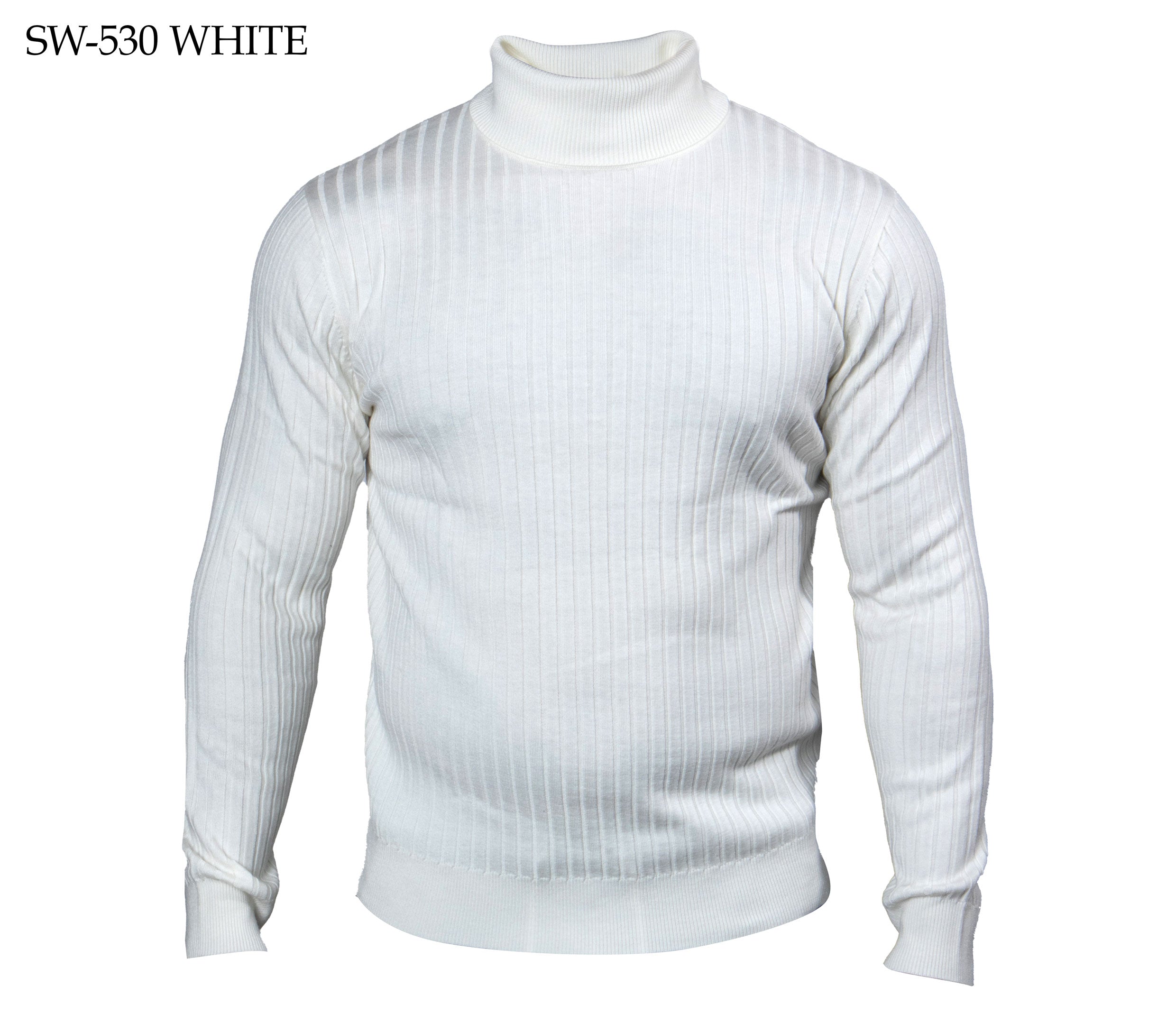 Prestige SW-530 White Ribbed Turtle Neck Sweater