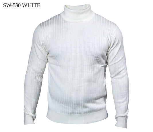 Prestige SW-530 White Ribbed Turtle Neck Sweater