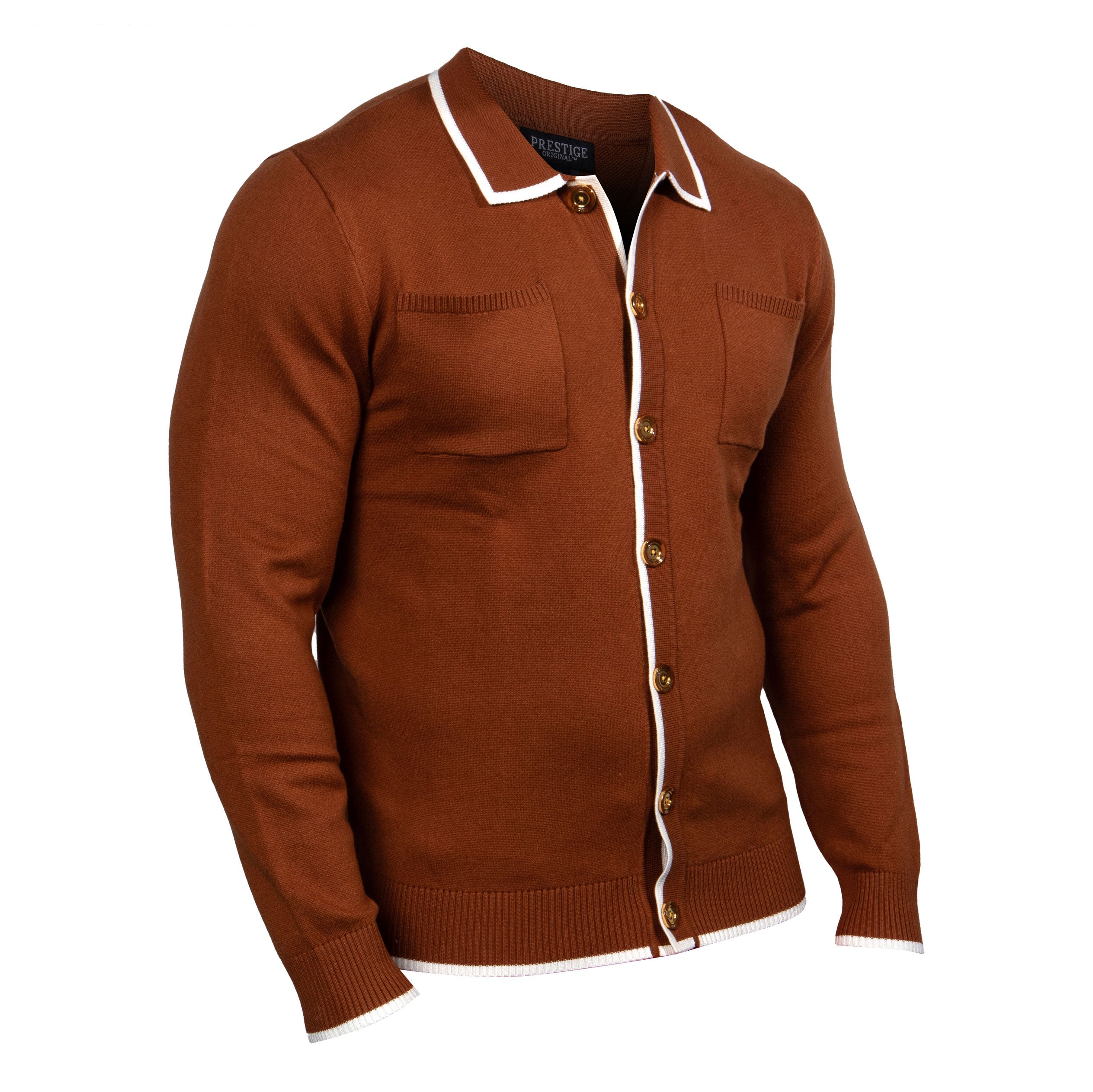 Prestige Monaco Mocha Contrast-Trim Cardigan
