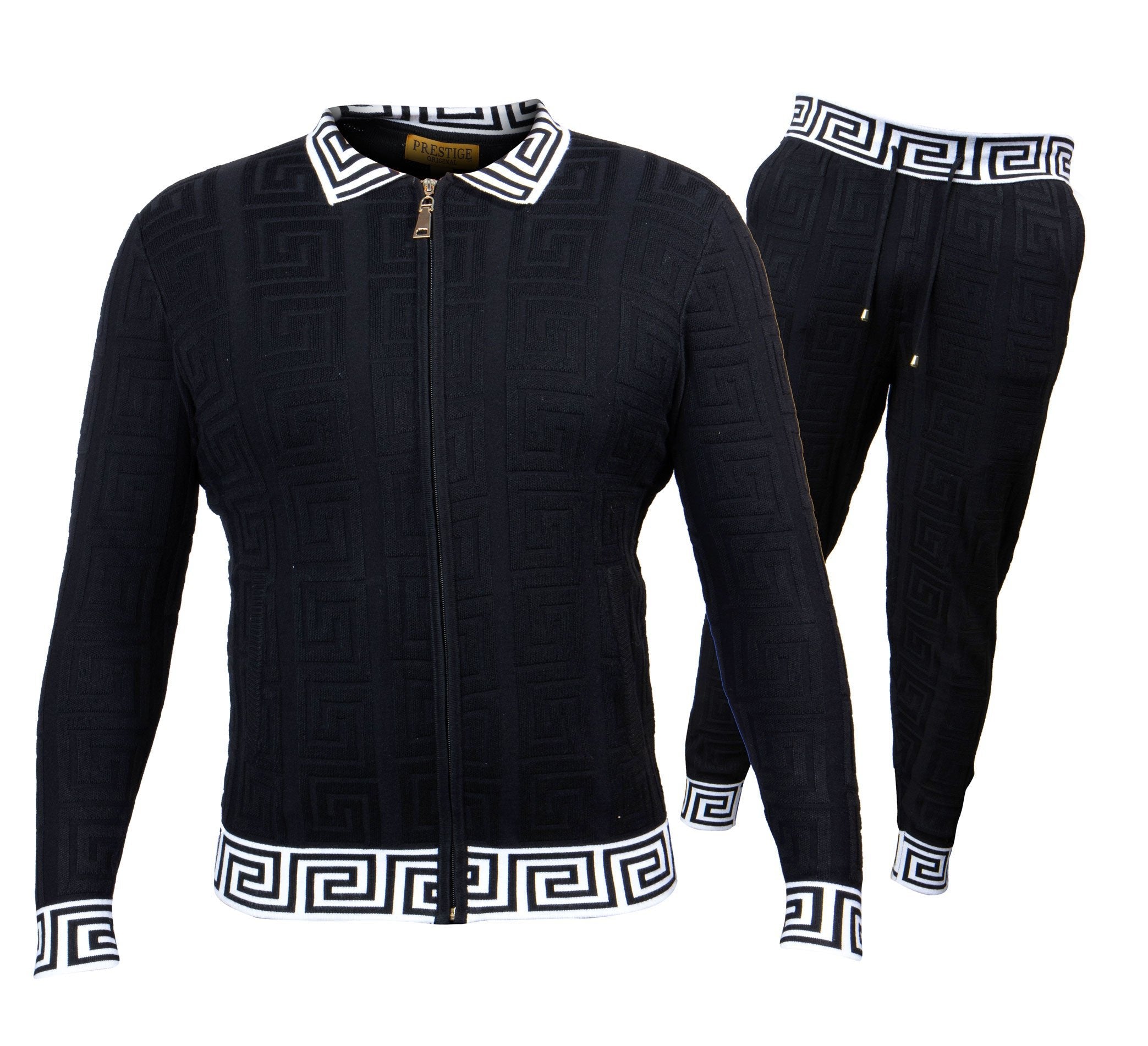 Prestige Classic Black Greek Key Jogger Set - Dudes Boutique