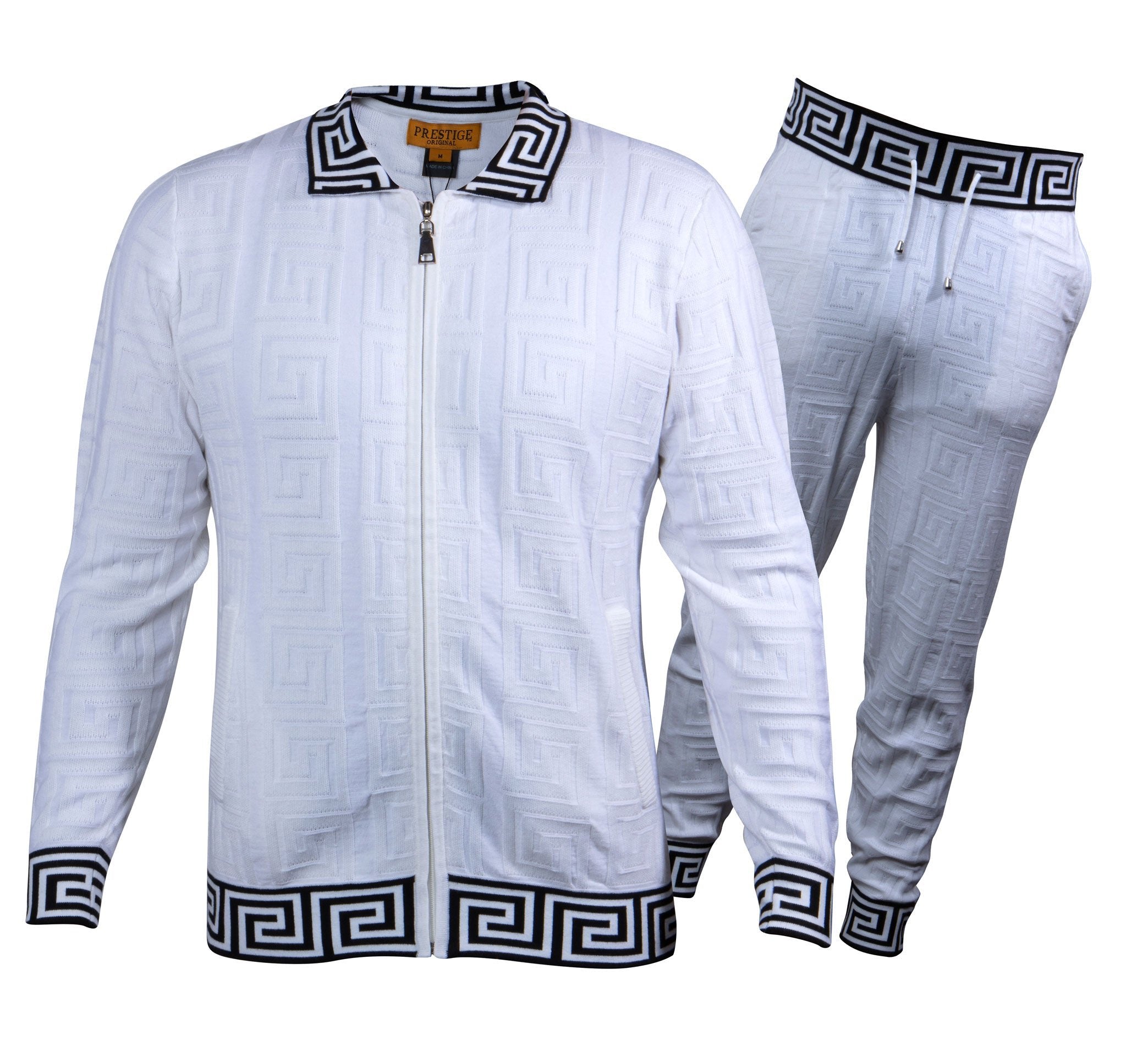 Prestige Classic White Greek Key Jogger Set - Dudes Boutique