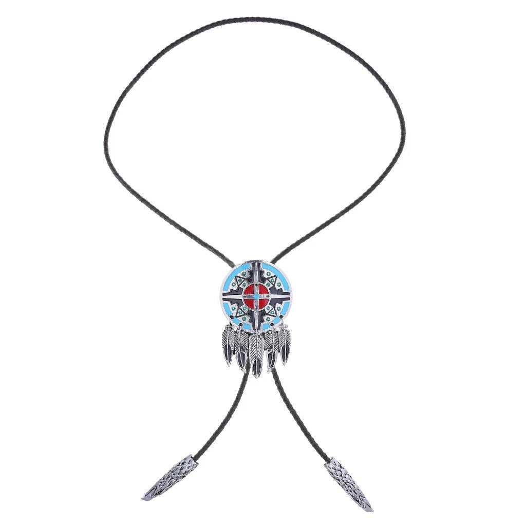 Kashani Red Indian Feather Totem Pendant Bolo Tie - Dudes Boutique