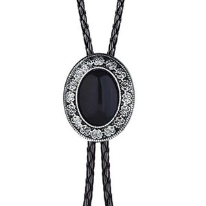 Kashani Black Agate Gemstone Pendant Bolo Tie - Dudes Boutique