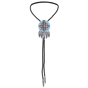 Kashani Red Indian Feather Totem Pendant Bolo Tie - Dudes Boutique