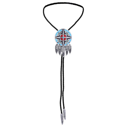 Kashani Red Indian Feather Totem Pendant Bolo Tie - Dudes Boutique