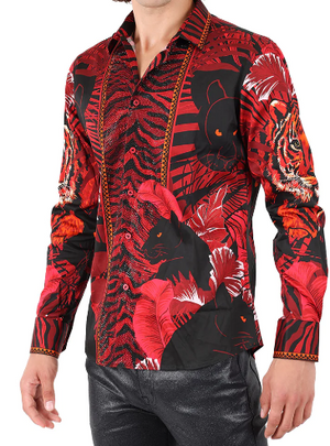 Barabas 'MOMBASA' TIGER Button Up Crystal Shirt - Dudes Boutique