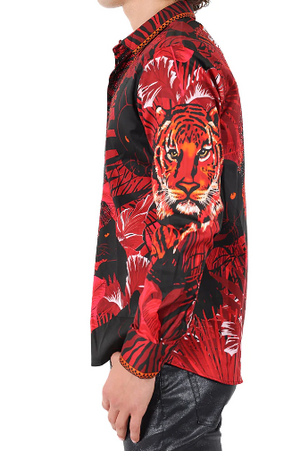 Barabas 'MOMBASA' TIGER Button Up Crystal Shirt - Dudes Boutique