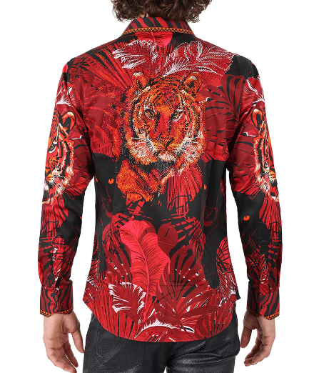 Barabas 'MOMBASA' TIGER Button Up Crystal Shirt - Dudes Boutique