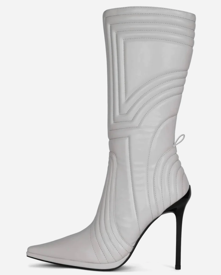 Jeffrey Campbell Selena Light Gray Puffer Heels - Dudes Boutique