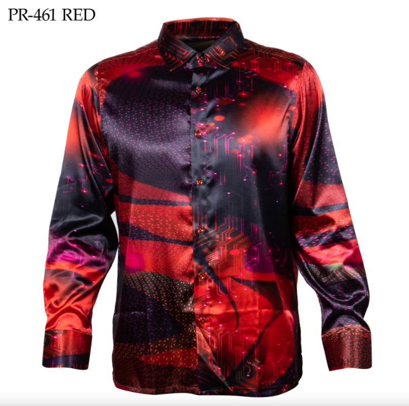 Prestige Crimson Cyber Button Up Shirt - Dudes Boutique