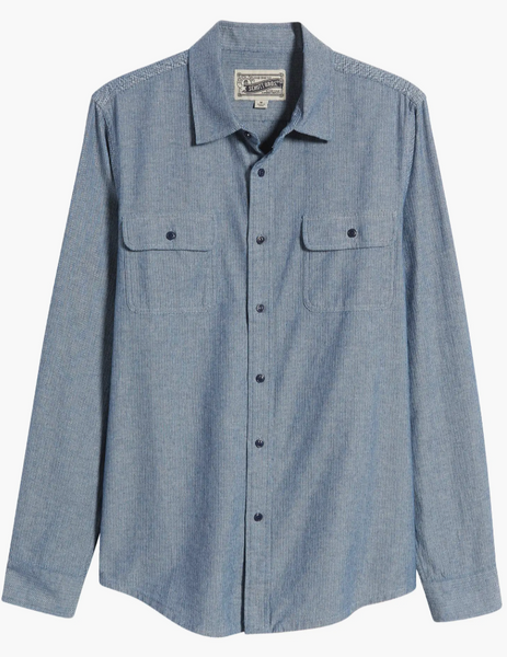 Schott NYC Herringbone Fine Pattern Button-Up Shirt