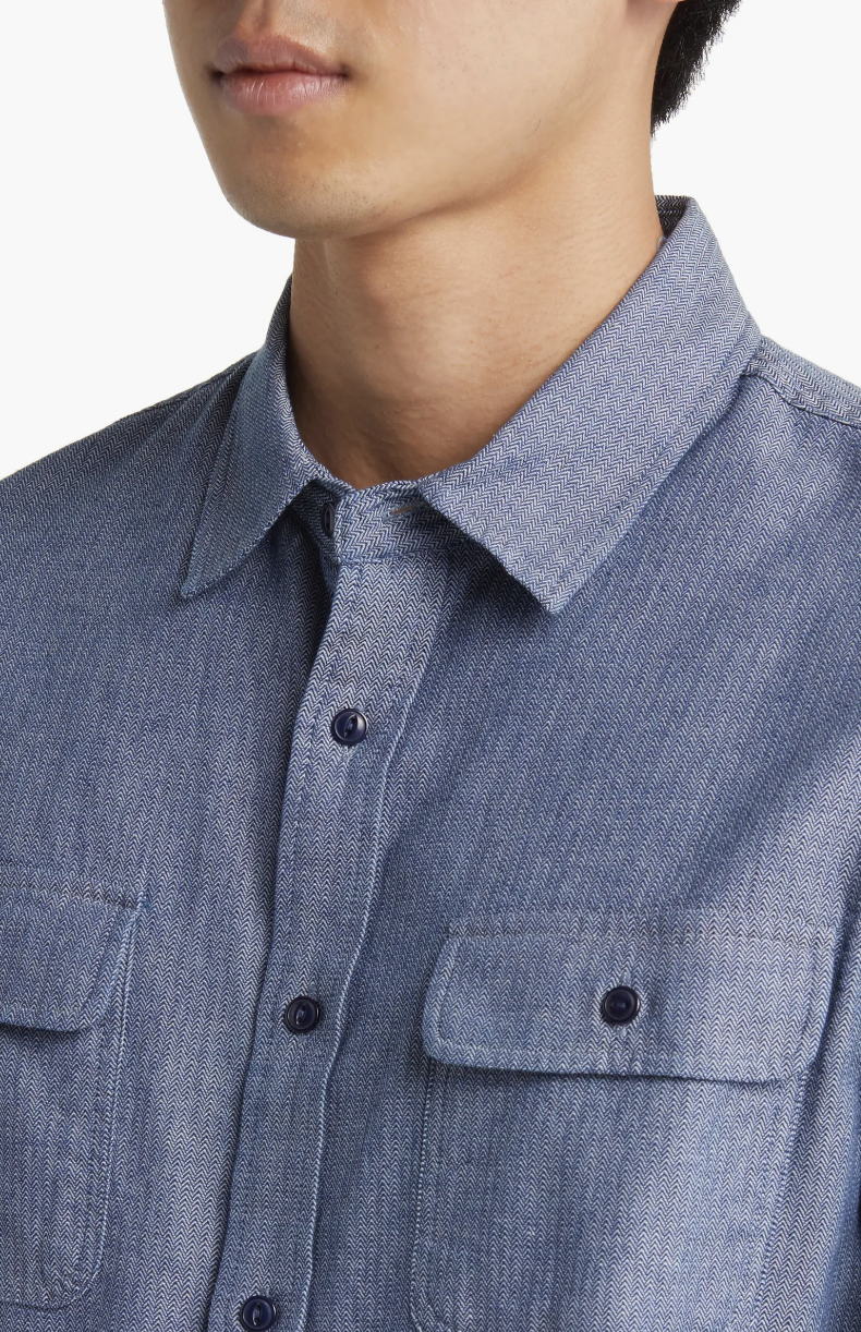 Schott NYC Herringbone Fine Pattern Button-Up Shirt - Dudes Boutique