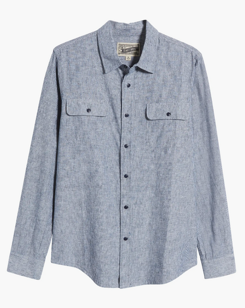 Schott NYC Ticking Cloth Fine Pattern Button-Up Shirt