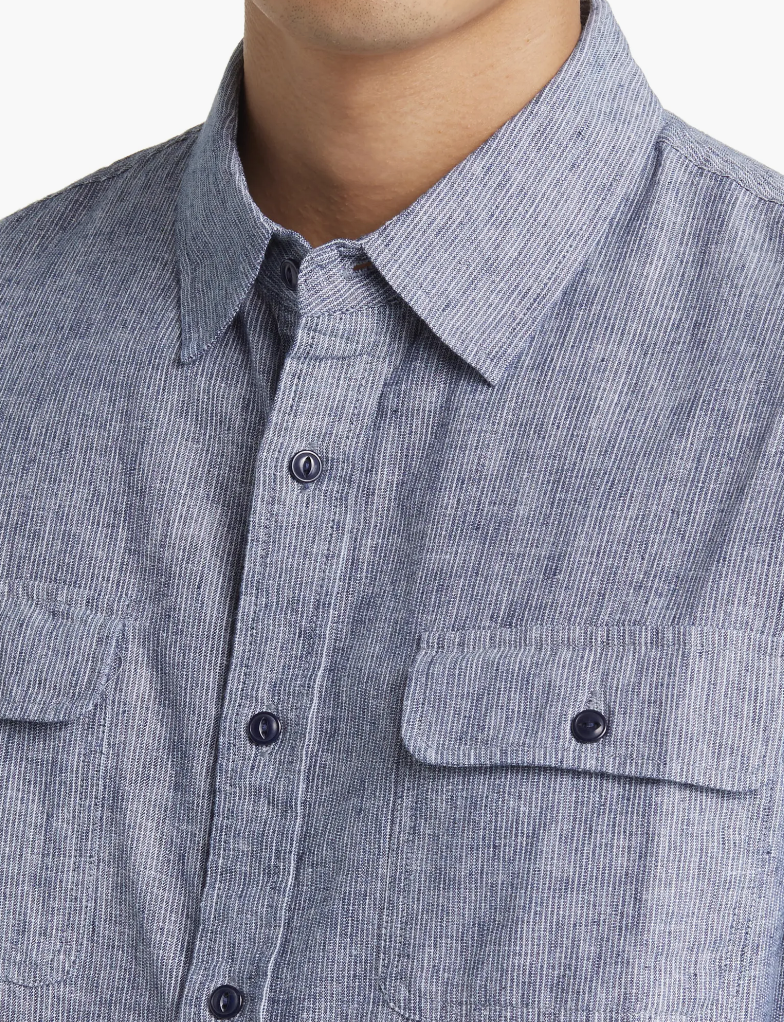 Schott NYC Ticking Cloth Fine Pattern Button-Up Shirt - Dudes Boutique