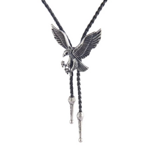 Kashani Silver Western Eagle Pendant Bolo Tie - Dudes Boutique