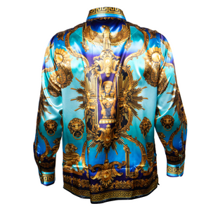 Prestige Heavens Gate Royal Greek Key Button Up Shirt - Dudes Boutique