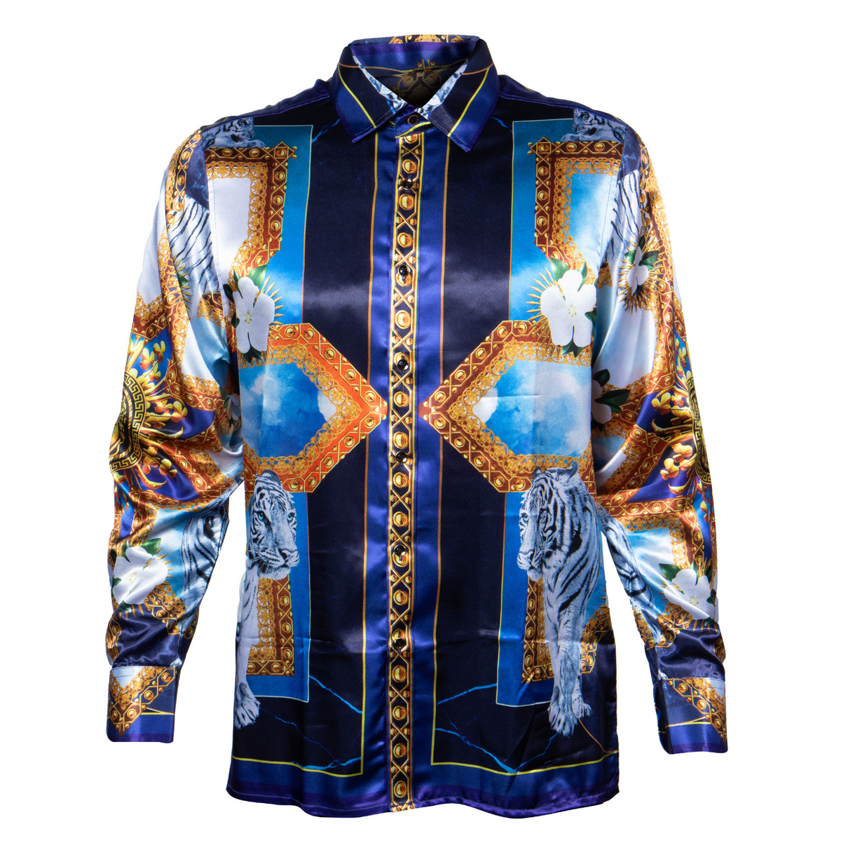 Prestige Monogram Tiger Vision Button Up Shirt - Dudes Boutique