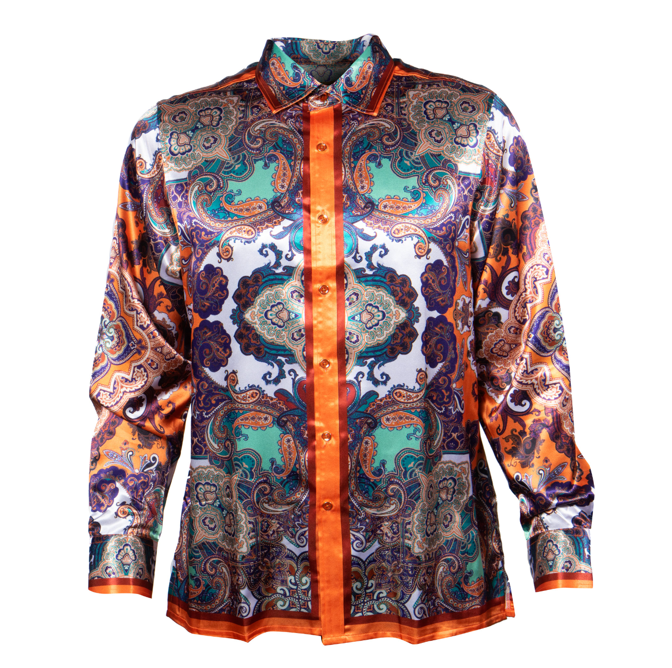 Prestige Orange Paisley Button Up Shirt - Dudes Boutique