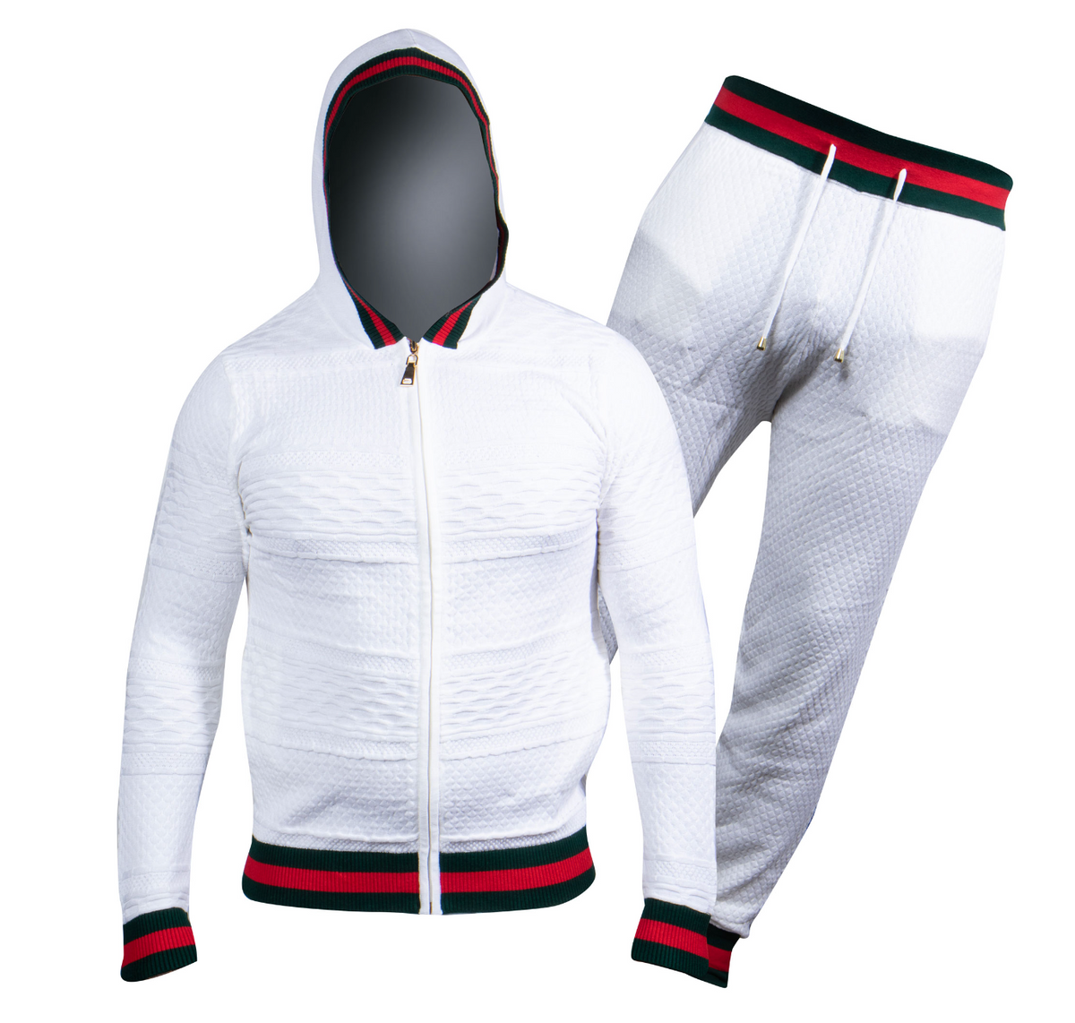 Prestige White Cable Knit Hooded Jogger Set - Dudes Boutique