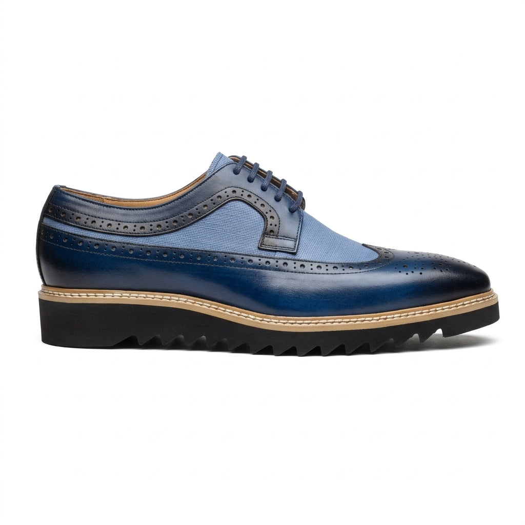 Giovanni 'Tone' Blue/LtBlue Leather Sneakers