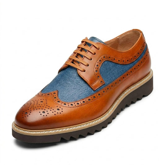 Giovanni 'Tone' Tan/Blue Leather Sneakers