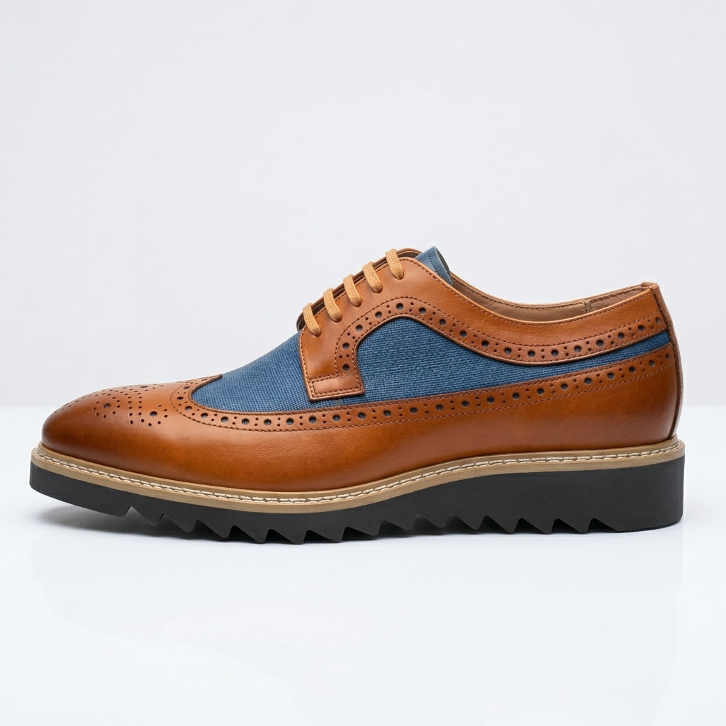 Giovanni 'Tone' Tan/Blue Leather Sneakers