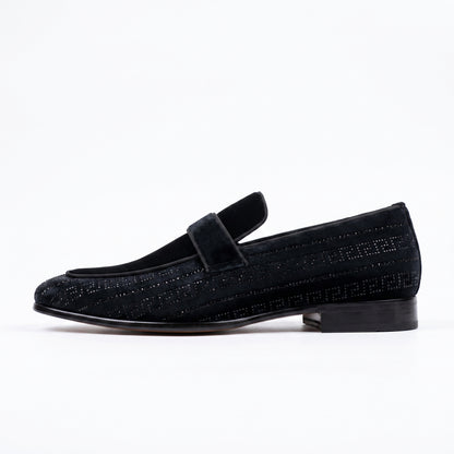 After Midnight Vincent Greek Key Crystal Loafer