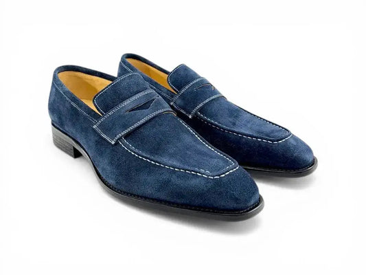 Suede Penny Loafer contrast stitching